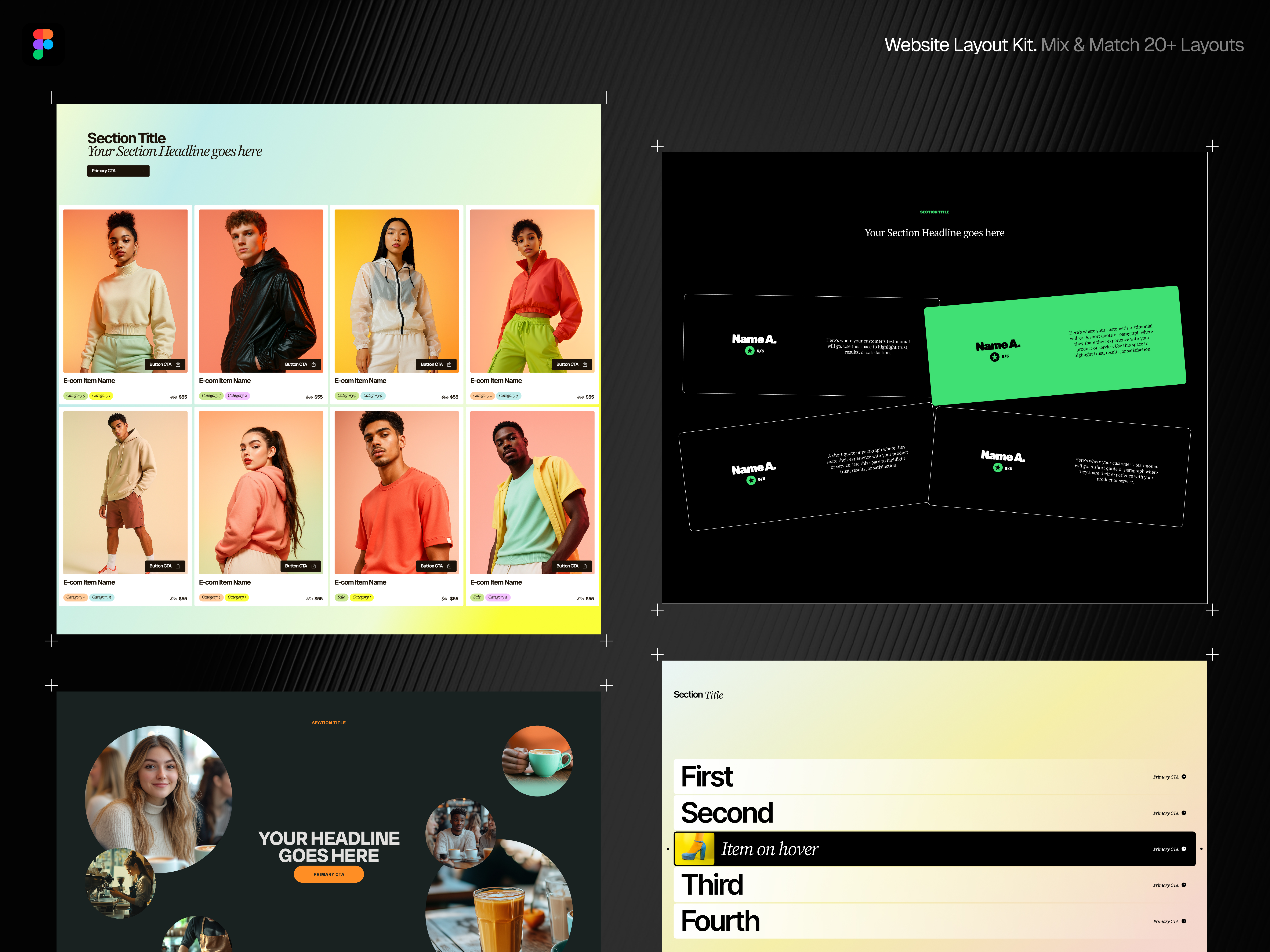 Figma Kit | 20+ Sections, Style Guides Mix & Match