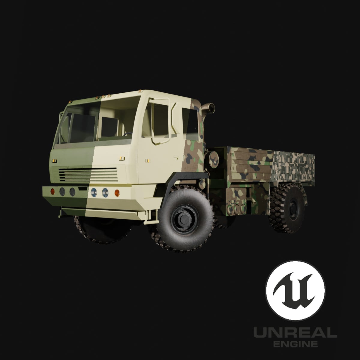 American Military Truck Low-poly 3D model
