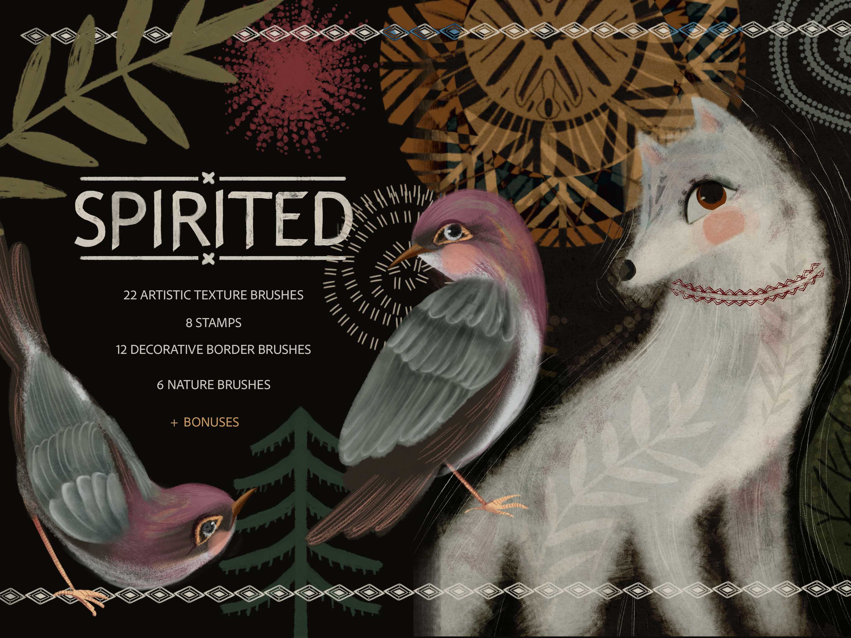 SPIRITED: a big Procreate Set Brushes Textures