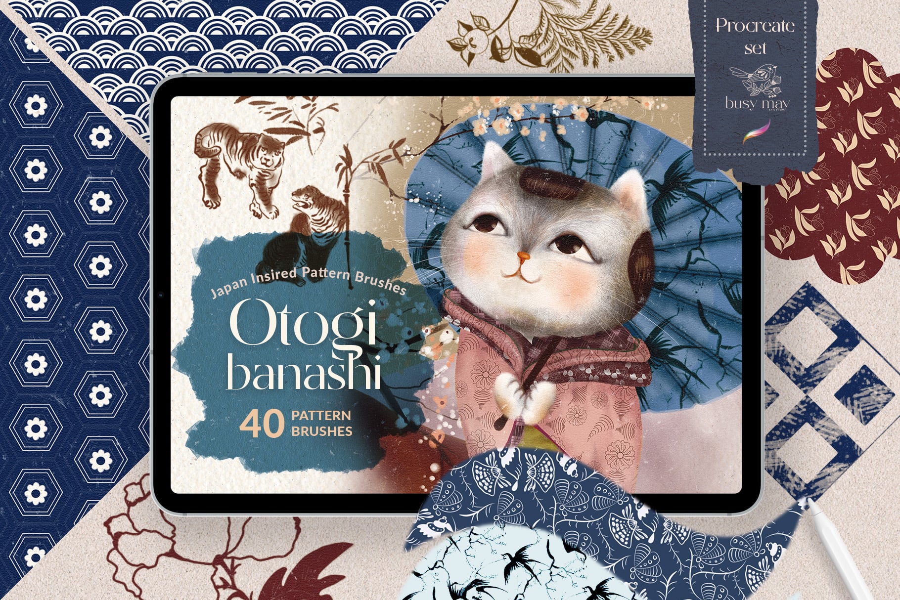 Japan Inspired Pattern Brushes for Procreate
