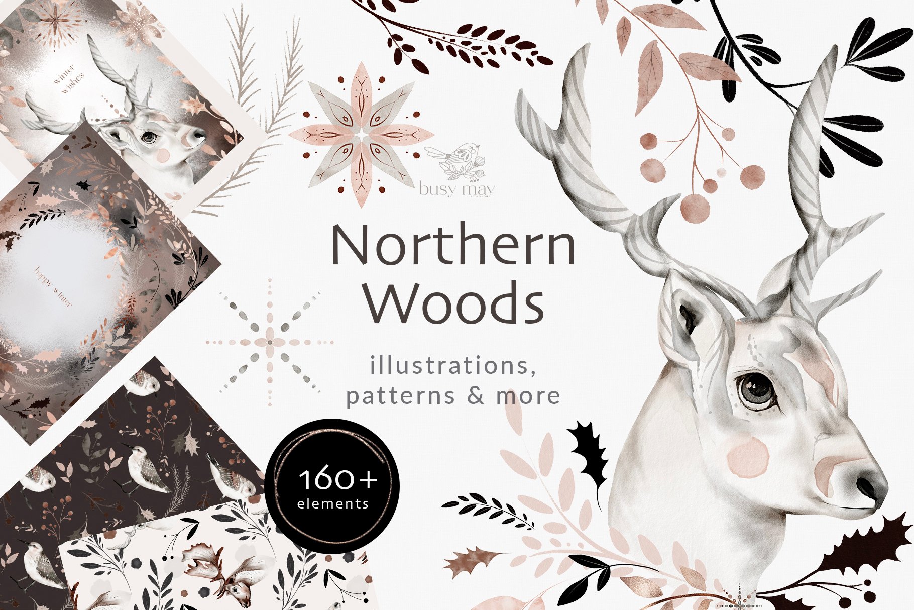 Northern Woods Winter Illustrations and Elements