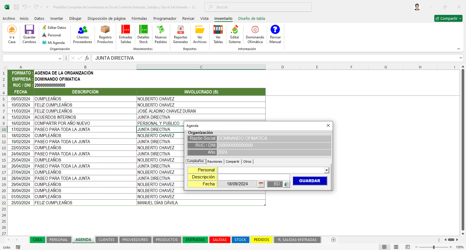 Sistema Automático de Inventarios en Excel