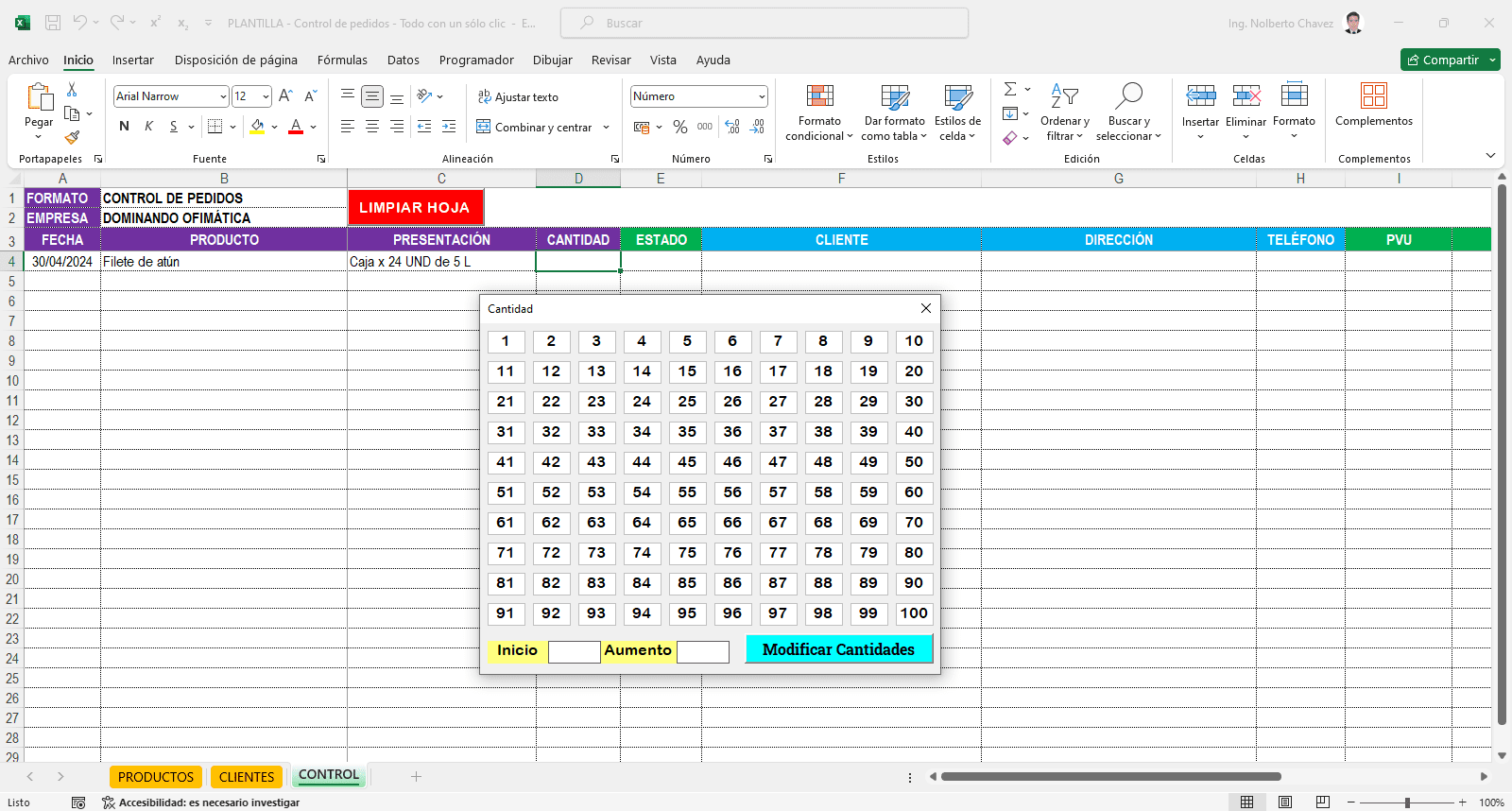 Control de pedidos – Todo con un solo clic