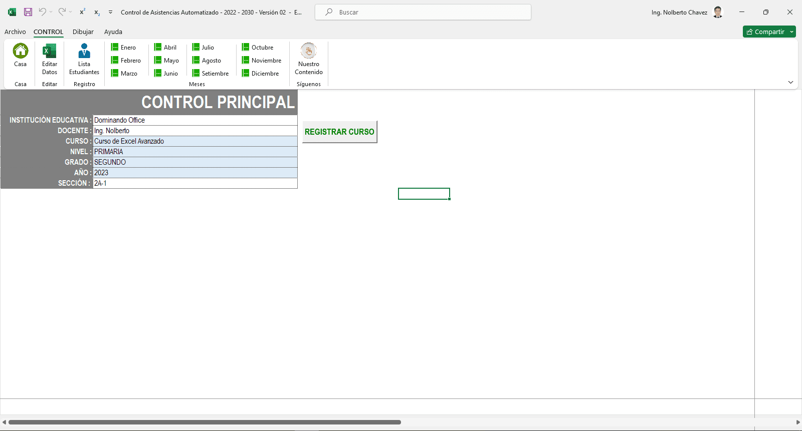 Plantilla Excel Control de Asistencia Escolar
