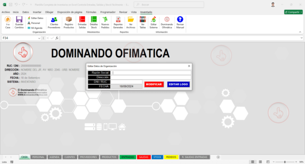 Sistema Automático de Inventarios en Excel