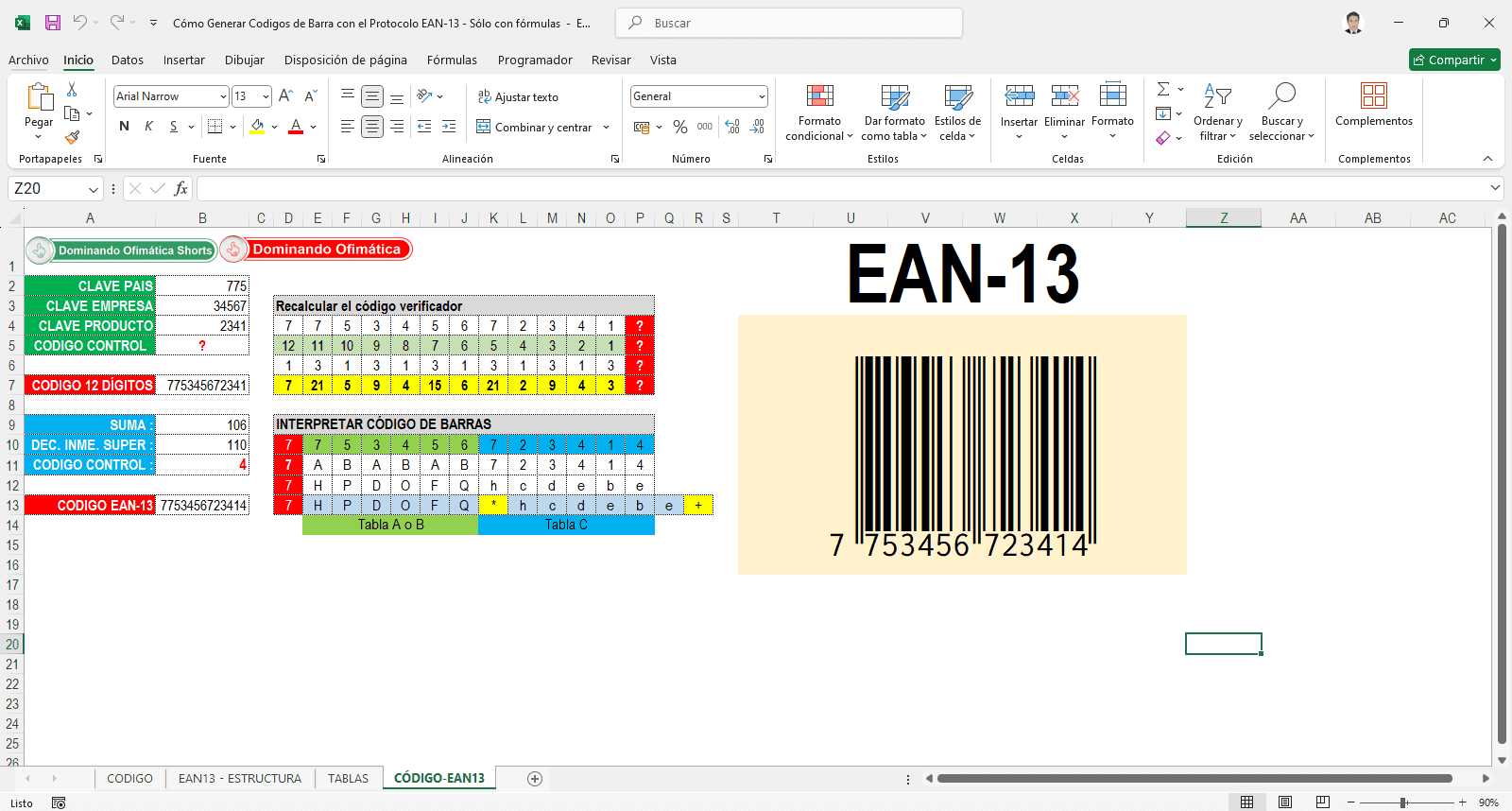 Plantilla Excel Generador de Códigos EAN-13