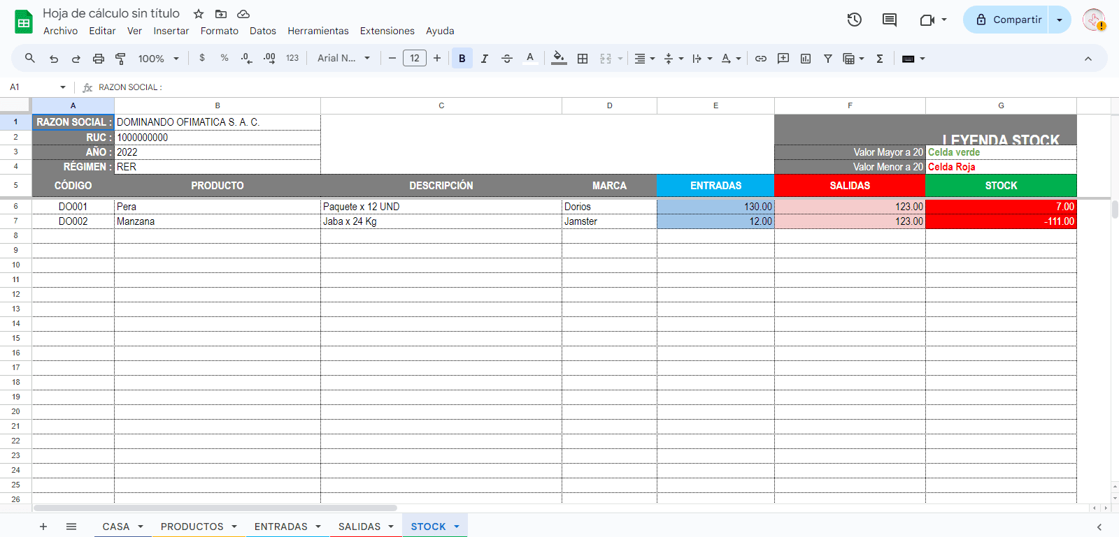 Control de Inventarios en Google Sheets Automático