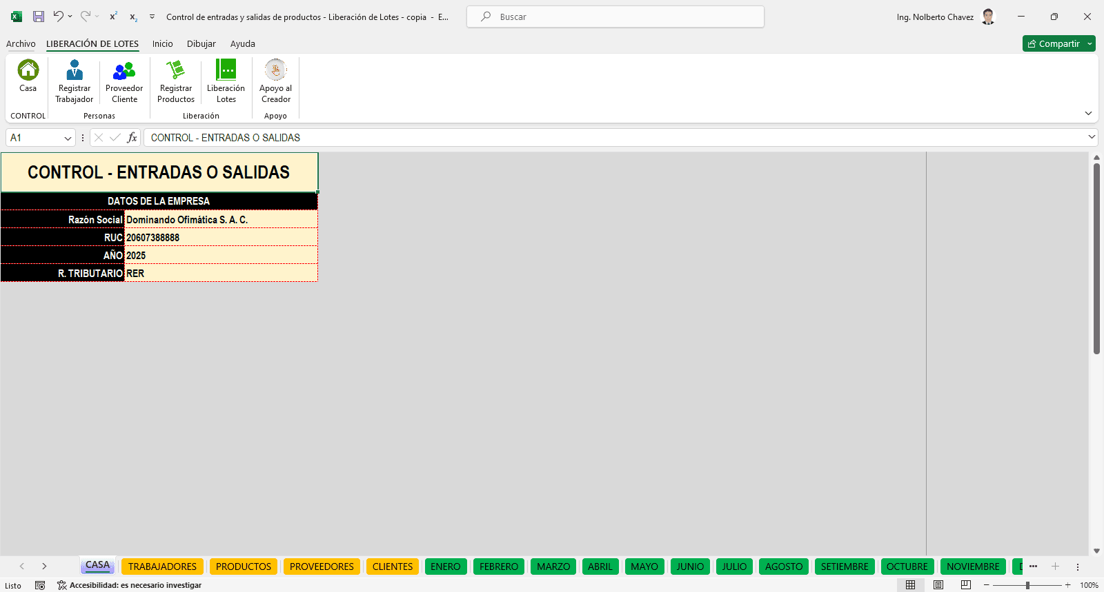 Sistema de Inventarios y Lotes en Excel