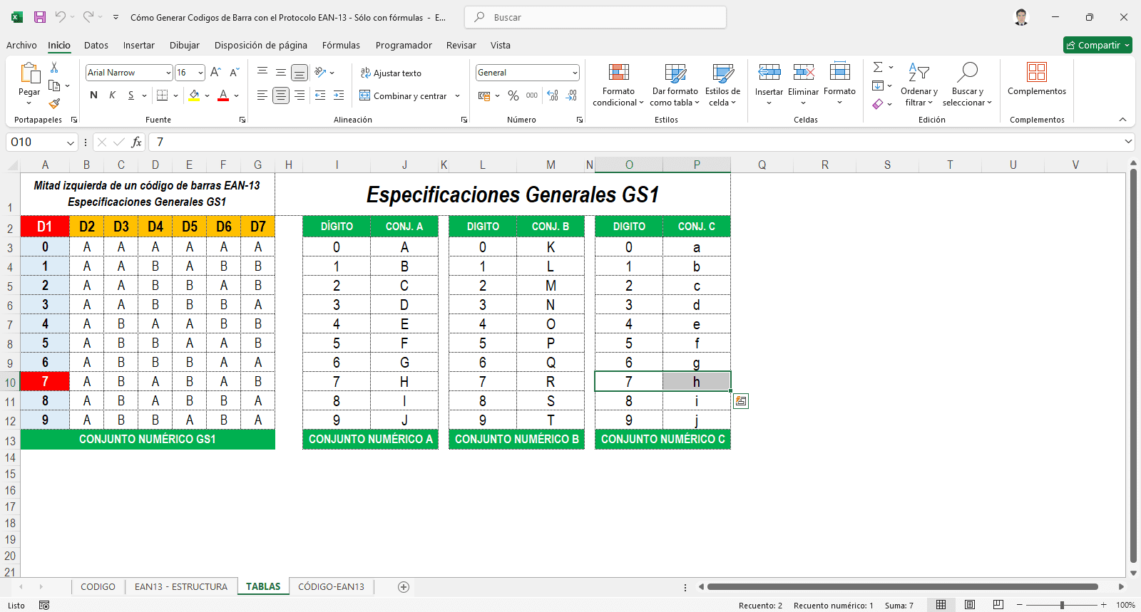 Plantilla Excel Generador de Códigos EAN-13