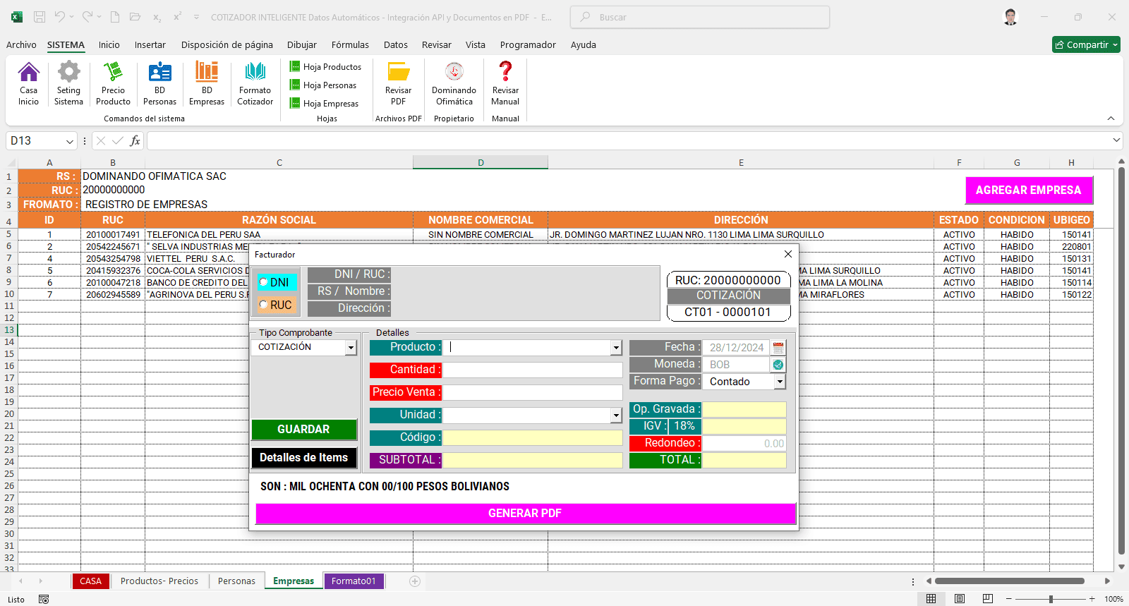 Cotizador Inteligente en Excel Con integración API
