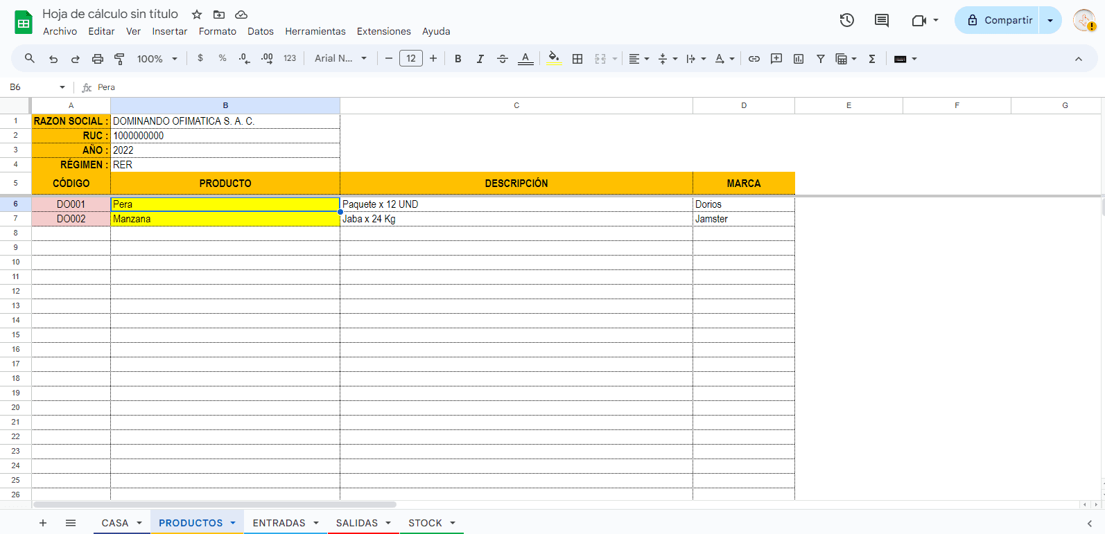 Control de Inventarios en Google Sheets Automático