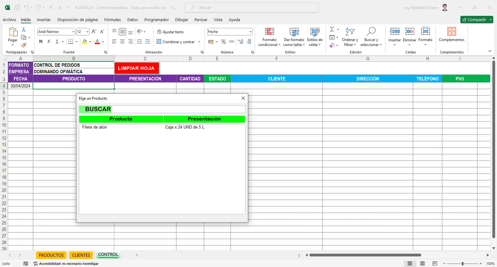 Control de pedidos – Todo con un solo clic
