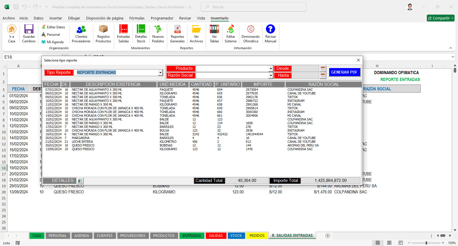 Sistema Automático de Inventarios en Excel