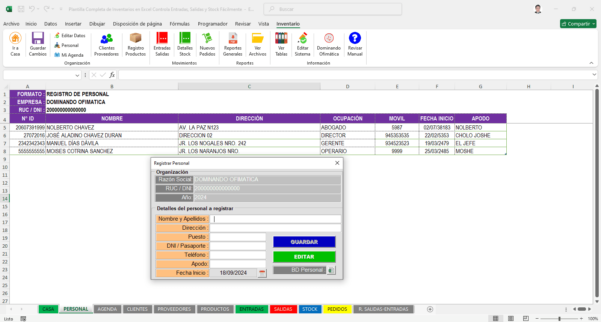 Sistema Automático de Inventarios en Excel