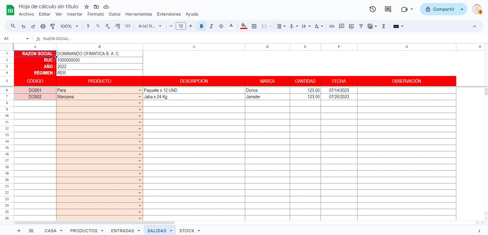 Control de Inventarios en Google Sheets Automático