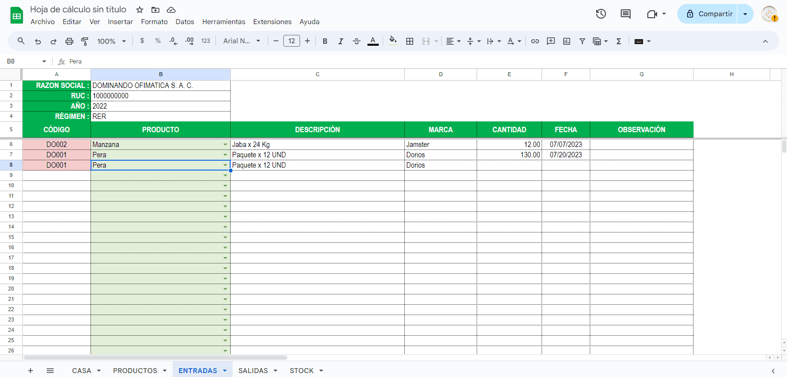 Control de Inventarios en Google Sheets Automático