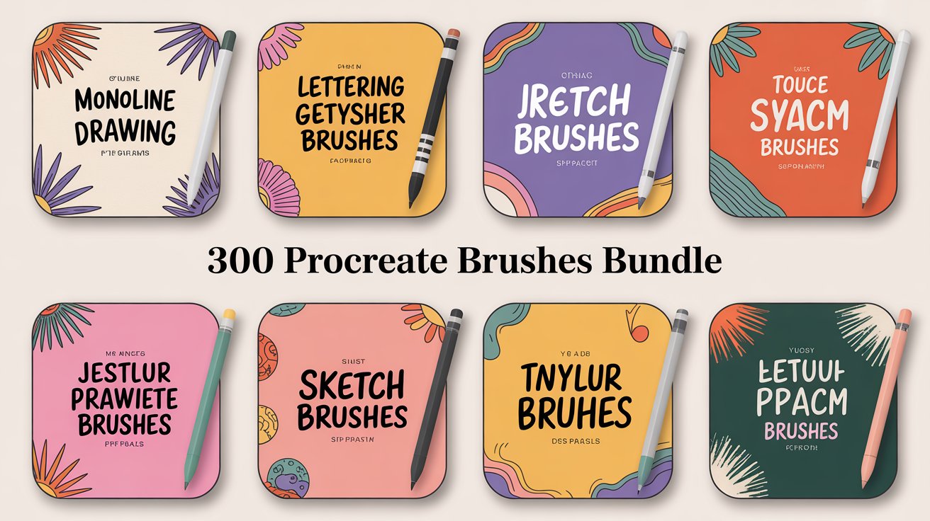 300 Procreate Brushes Pack | Lettering, Sketch
