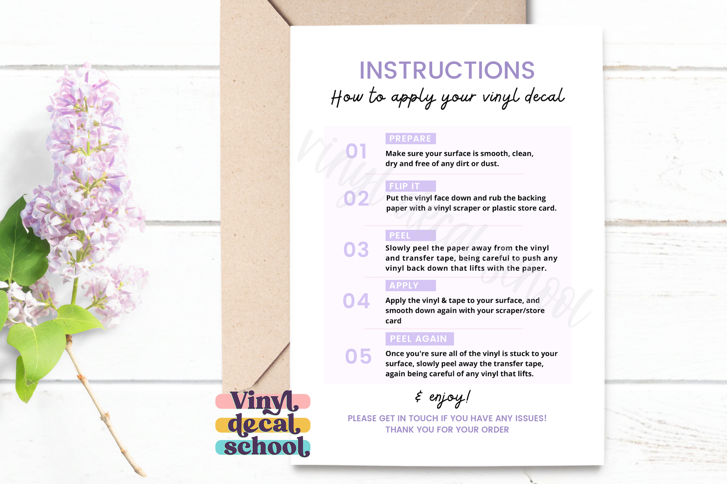 Vinyl Decal Instructions Printable Card