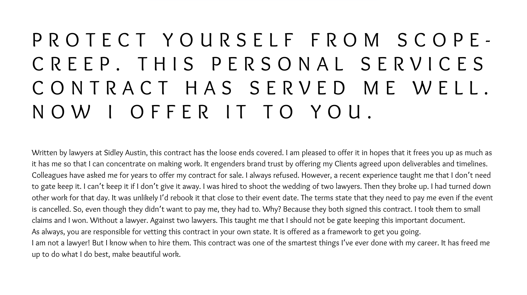 Digital PDF | Photography Contract for Sale