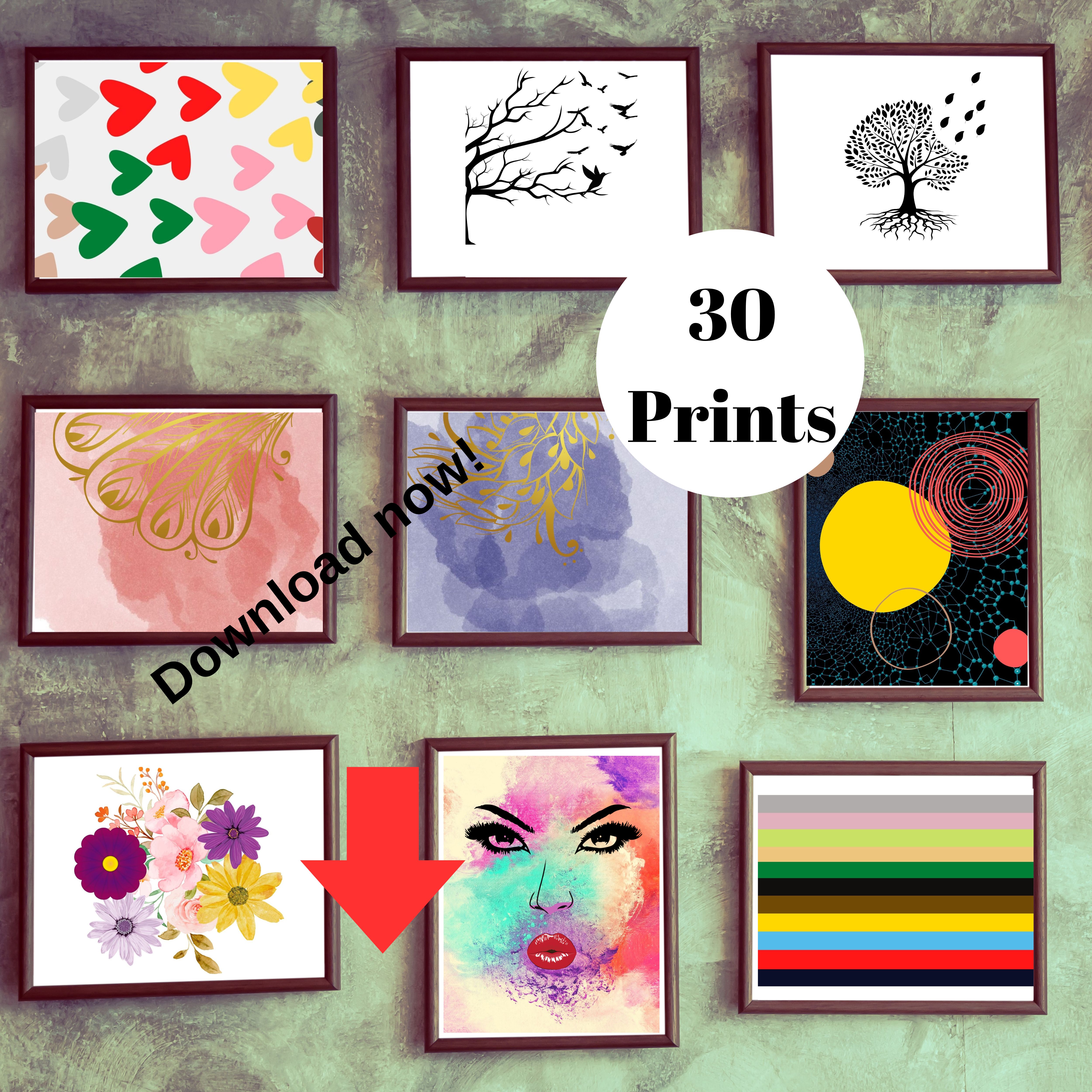 30 Printable Wall Art Designs (Bundle)