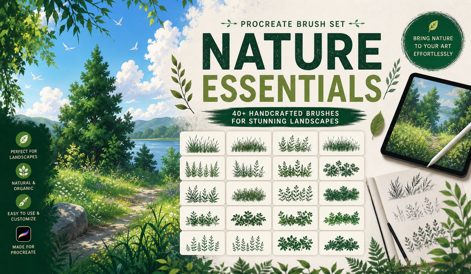 Vegetation Brushes for Procreate and Photoshop