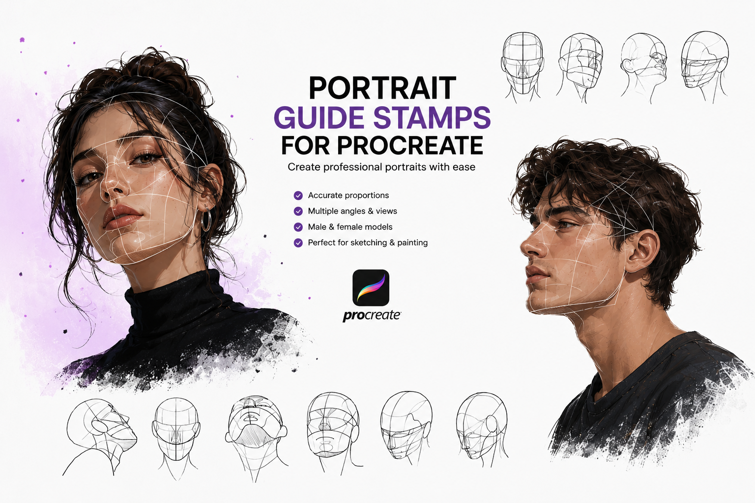 Face Guide Brushes for Procreate