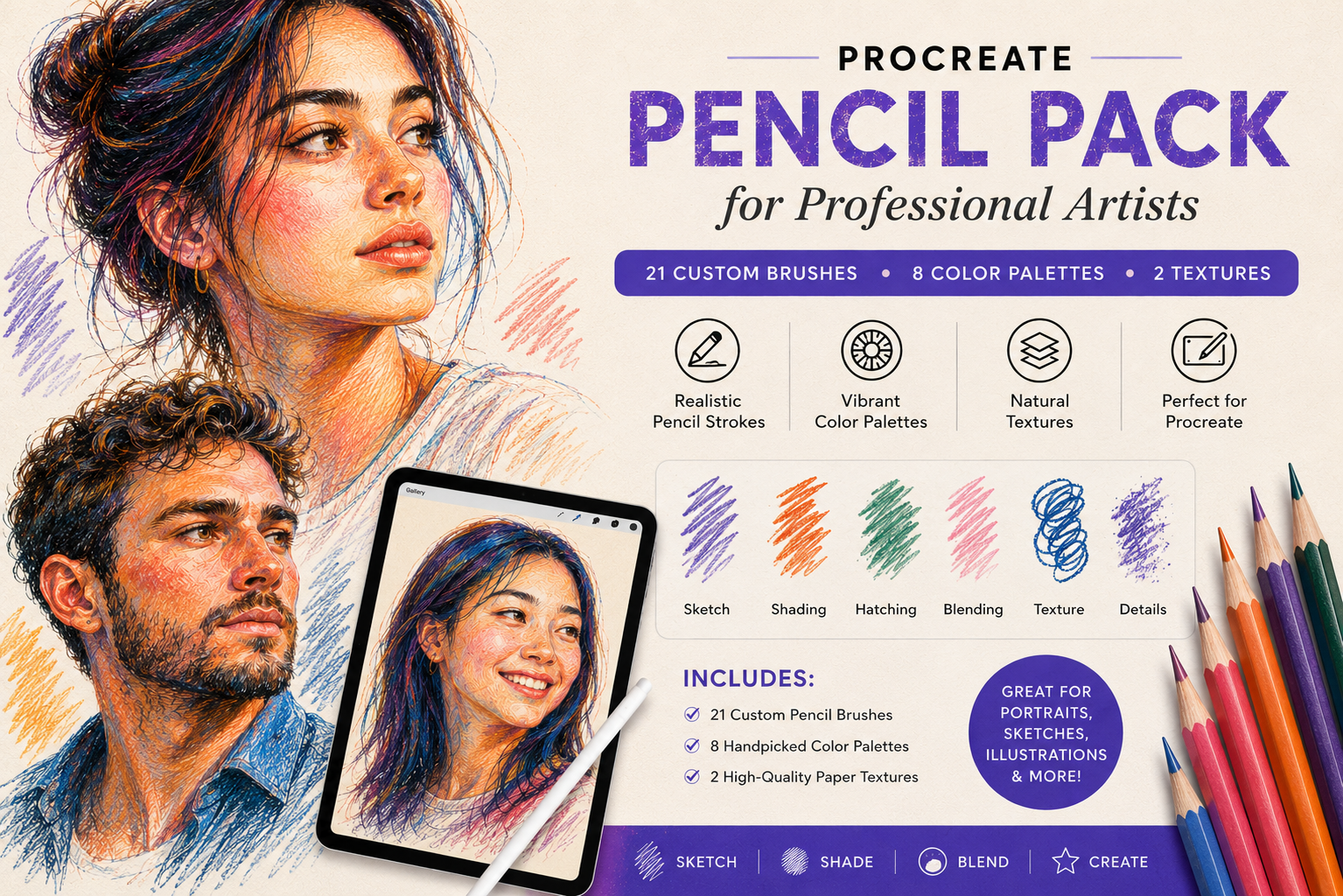 Procreate Sketch & Pencil Brushes for Artists