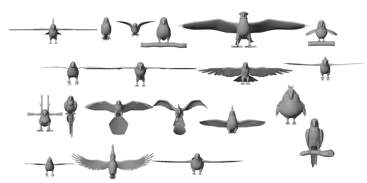 19 Stylized Bird Models Pack LowPoly Parrot Bundle