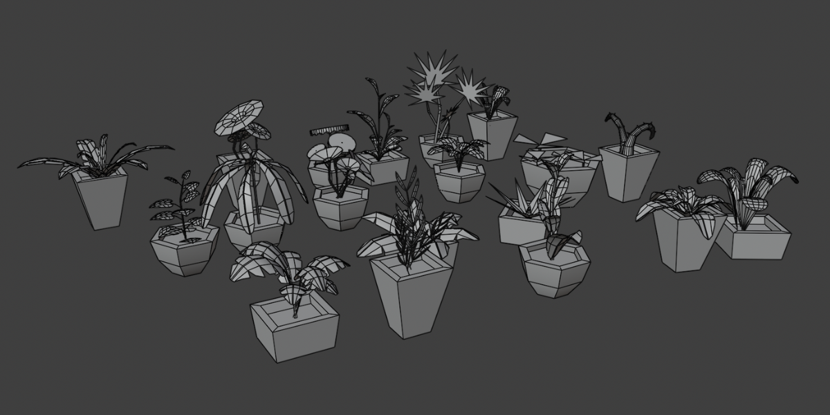 Stylized Low Poly Potted Plants Pack Game-Ready