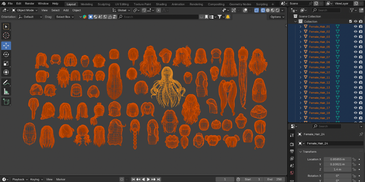 100+ Hair Models 3D Pack - Male & Female Bundle