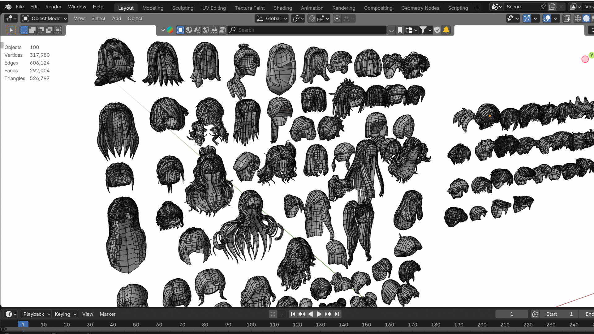 100+ Hair Models 3D Pack - Male & Female Bundle