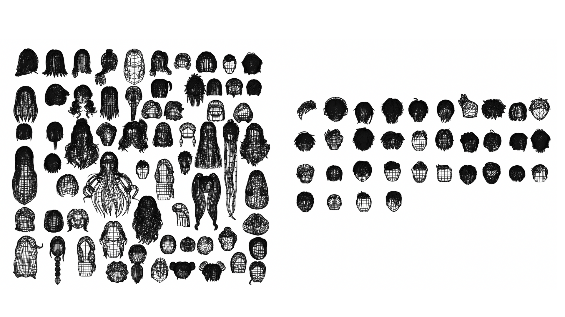 100+ Hair Models 3D Pack - Male & Female Bundle