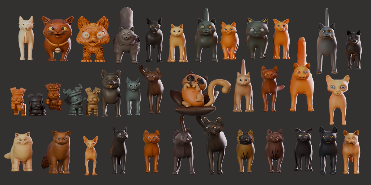 35+ Stylized Cat Pack Adorable 3D Felines kitty