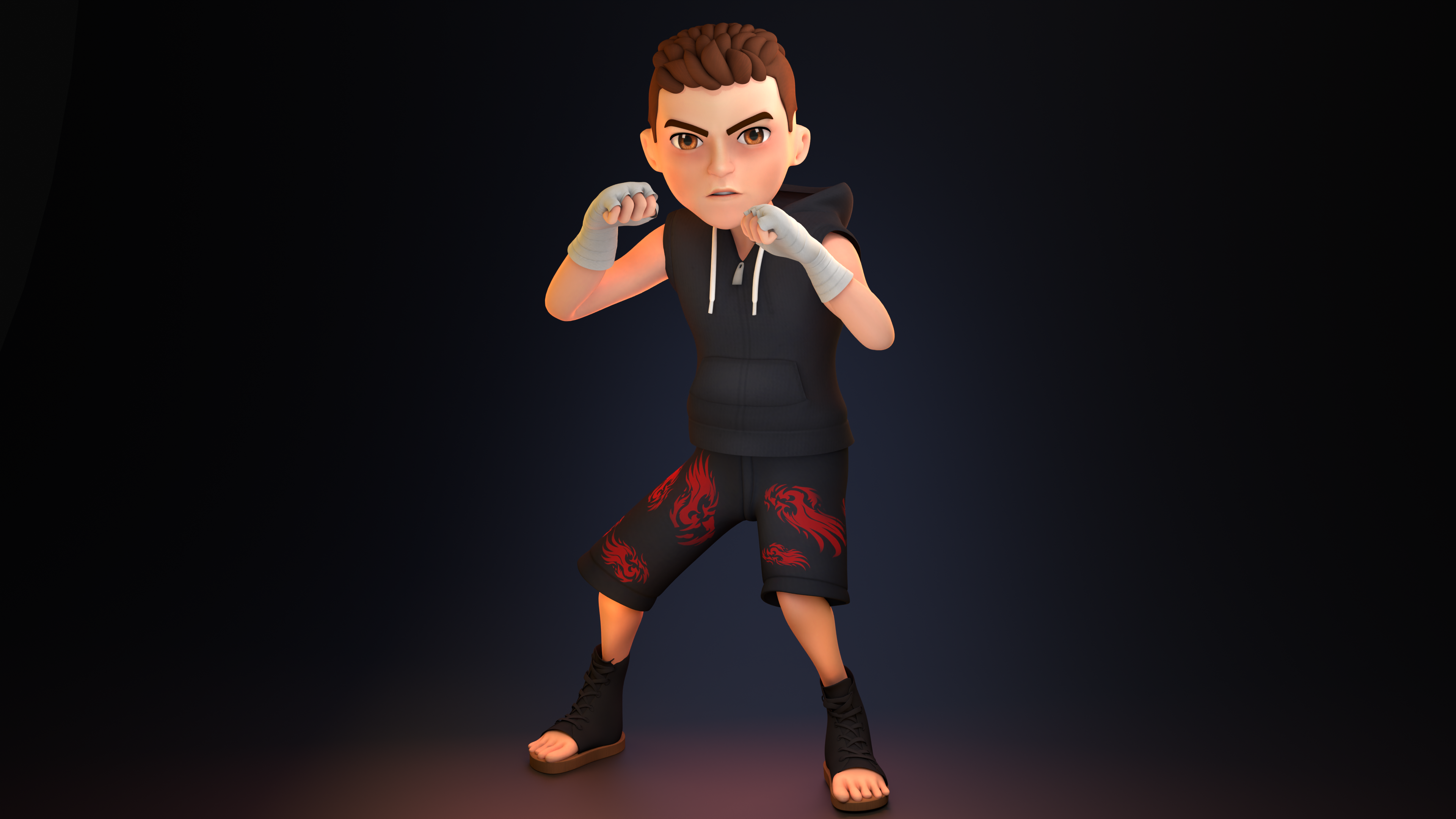 Stylized MMA Fighter Boy Fully Rigged 3D Character