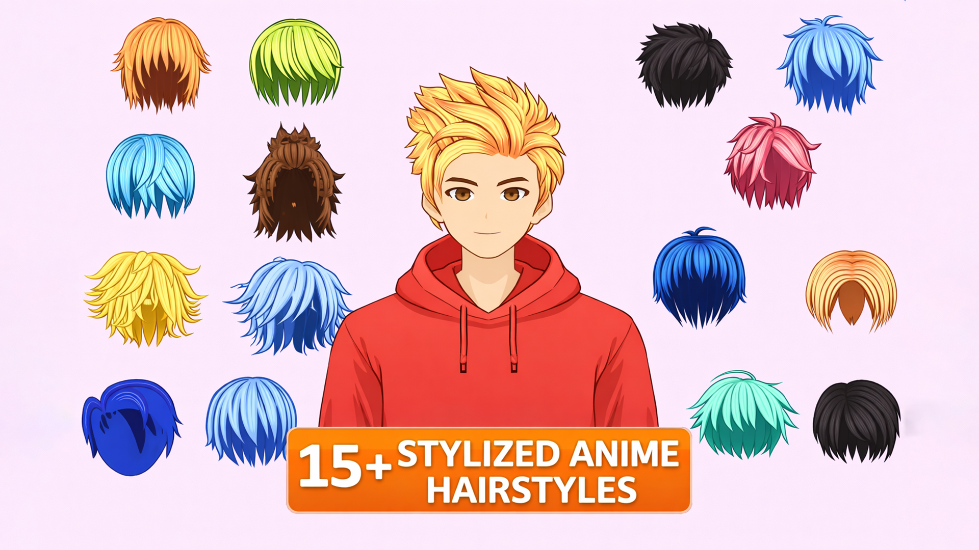 Anime Male Hair Pack for Games and Animation