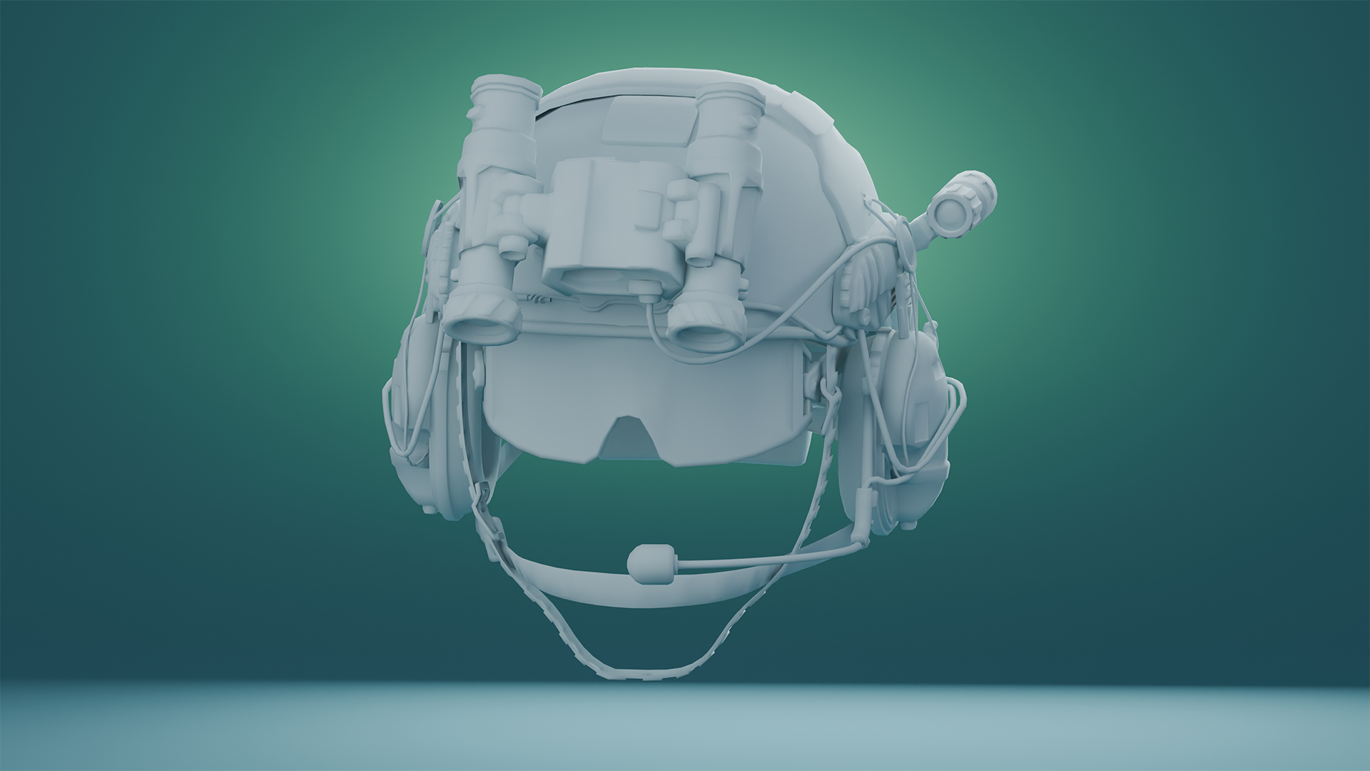 Tactical Military Helmet Model With Night Vision