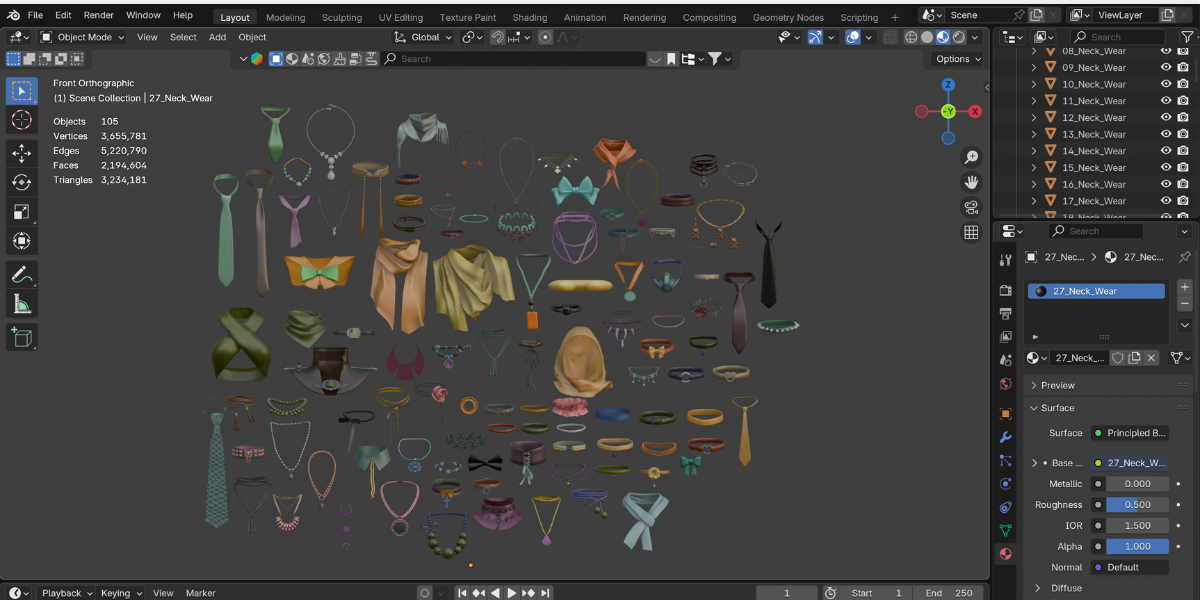 Neckwear Pack - 100+ Collection of Ties, Scarves