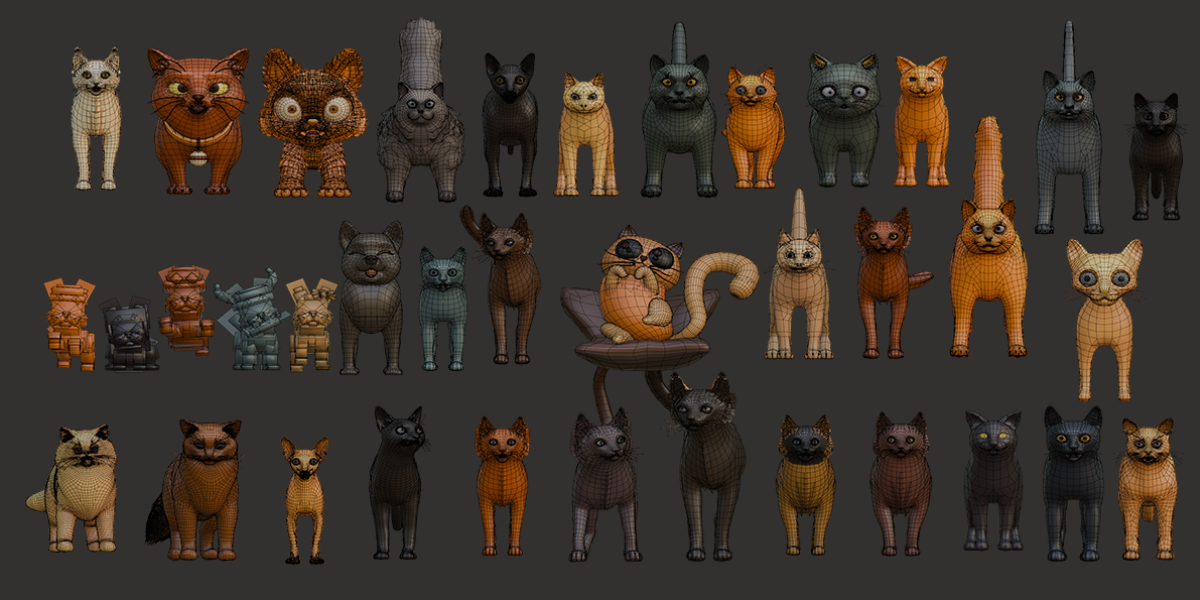 35+ Stylized Cat Pack Adorable 3D Felines kitty