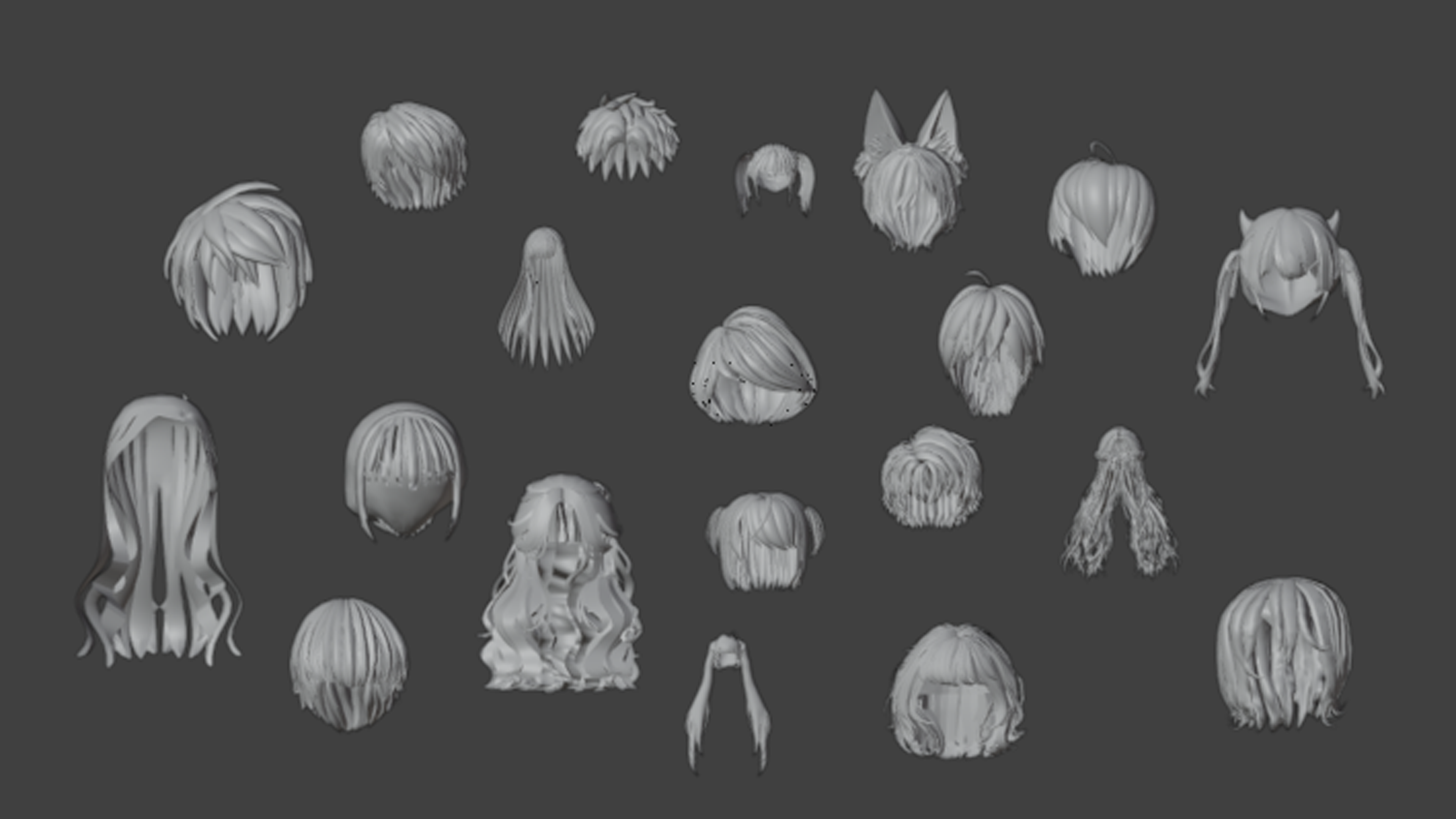 Anime Hair Pack for Blender – 20+ Hairstyles