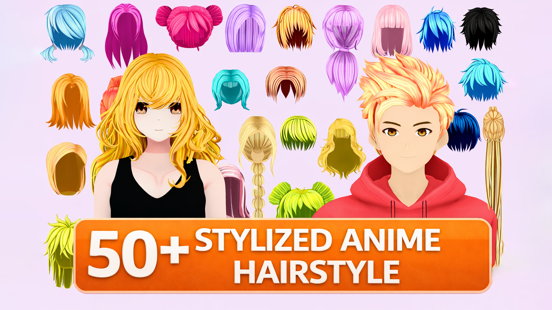 Stylized Anime Hair Collection Pack -60+ Hairstyle