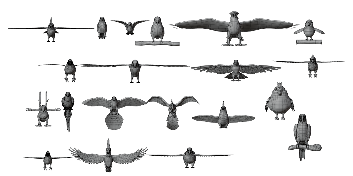19 Stylized Bird Models Pack LowPoly Parrot Bundle