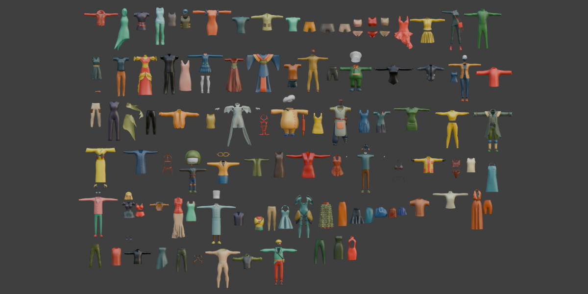 100+ Stylized 3D Character Clothing Mega Pack 