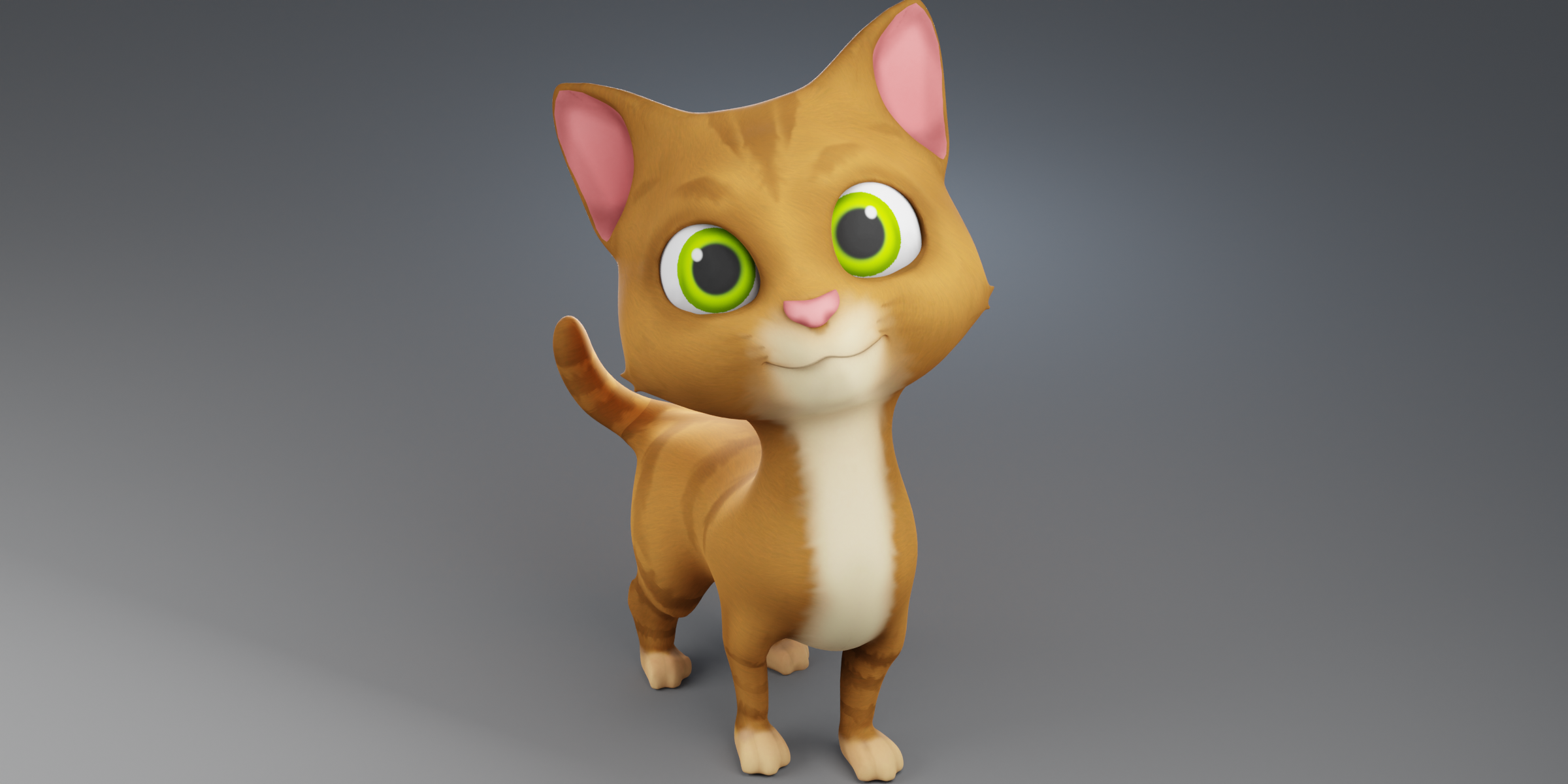 Rigged Cartoon Cat Character - Game Ready Low Poly