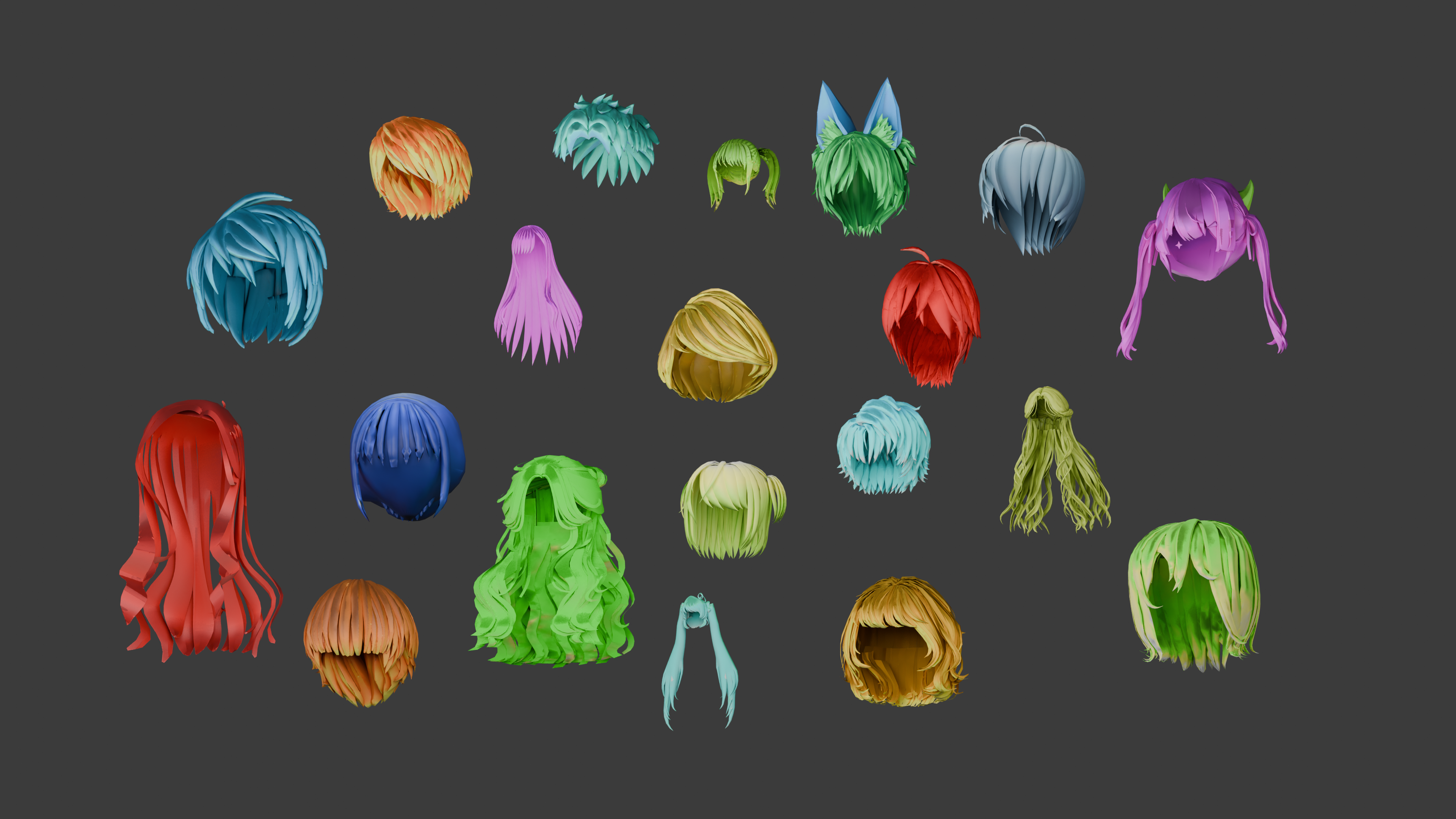 Anime Hair Pack for Blender – 20+ Hairstyles
