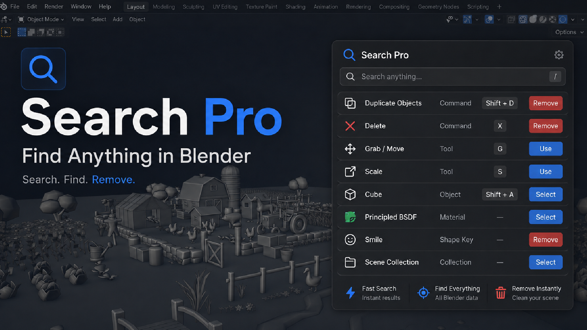 Universal Search for Blender - Spotlight-Style