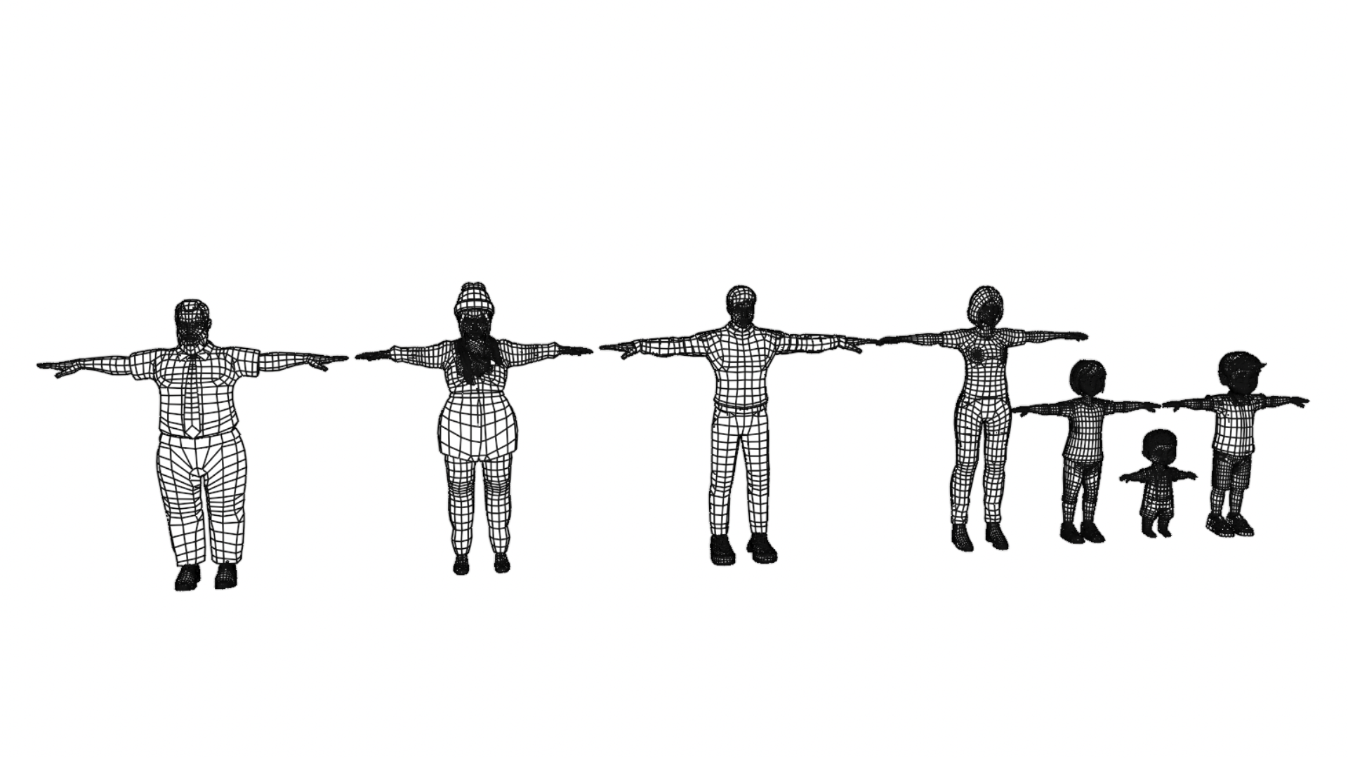 7 Low Poly Model 3D Family Character Pack
