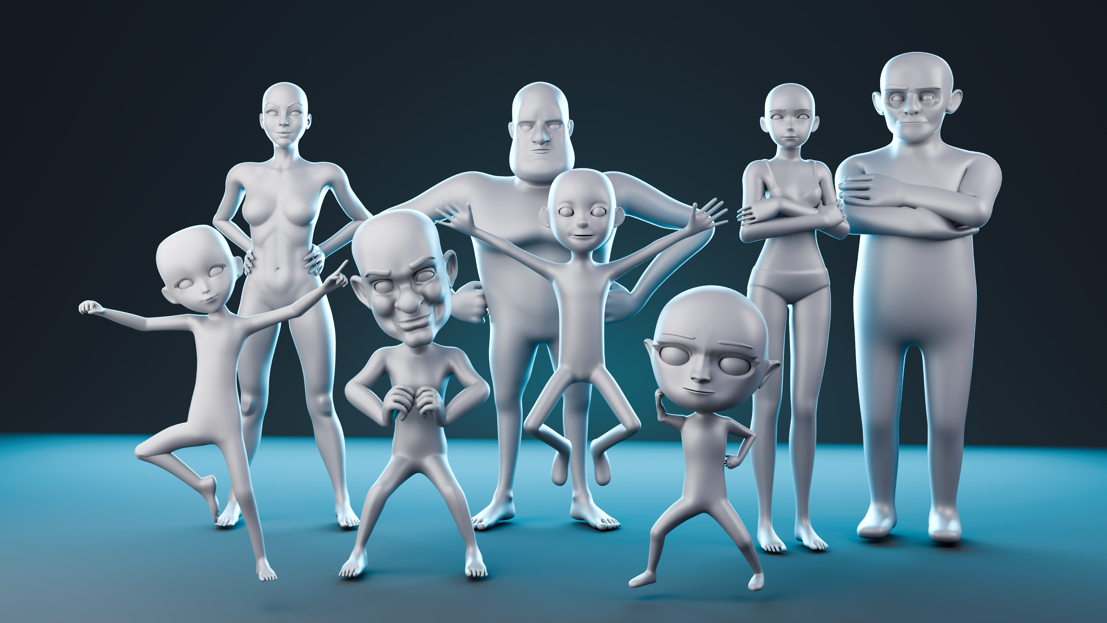 Rigged Stylized Character Basemesh Pack