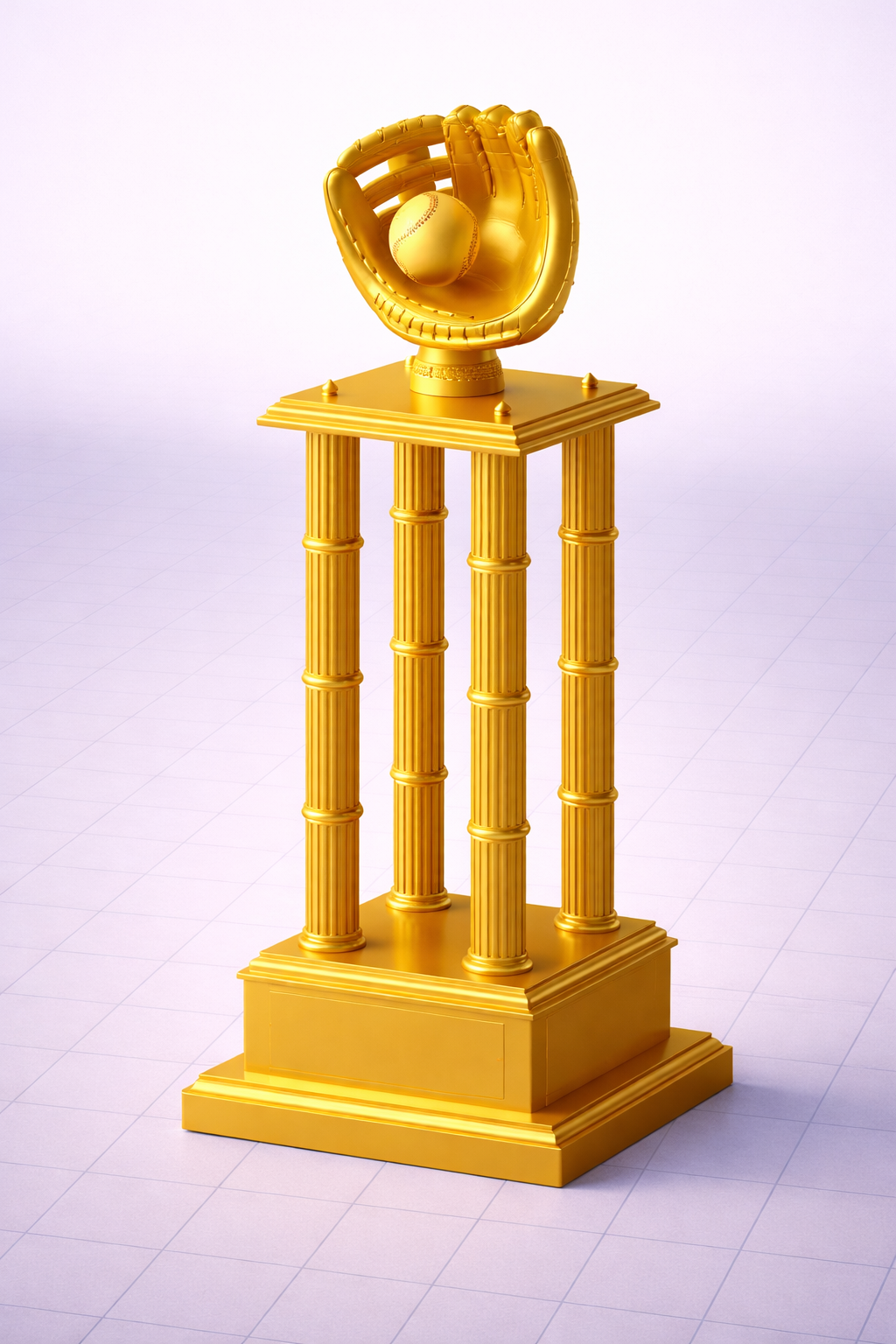 Baseball Glove Trophy 3D Model (.OBJ)