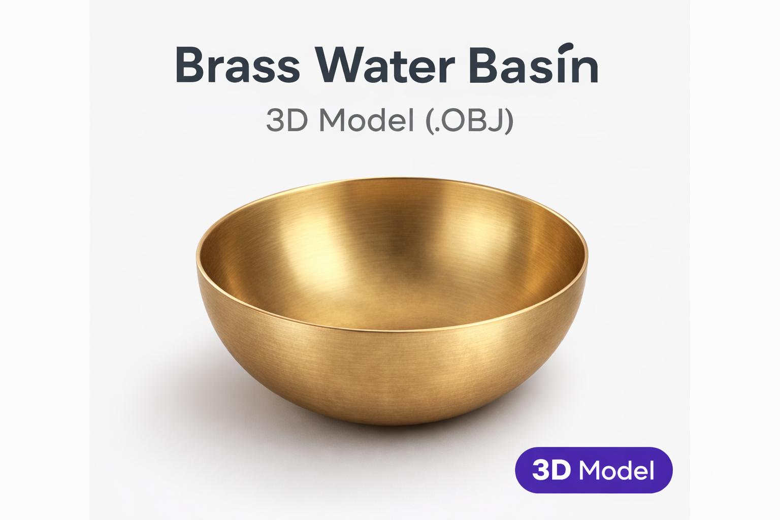 Brass Water Basin 3D Model (.OBJ)