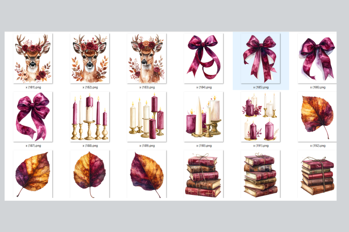 Burgundi Autumn Clipart Bundle – 200 Fall Designs